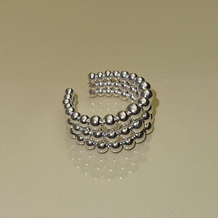 Multi-layered small silver ball ring
