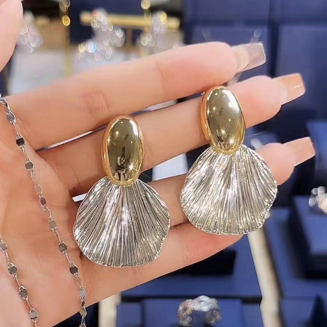 Gold and silver shell earrings