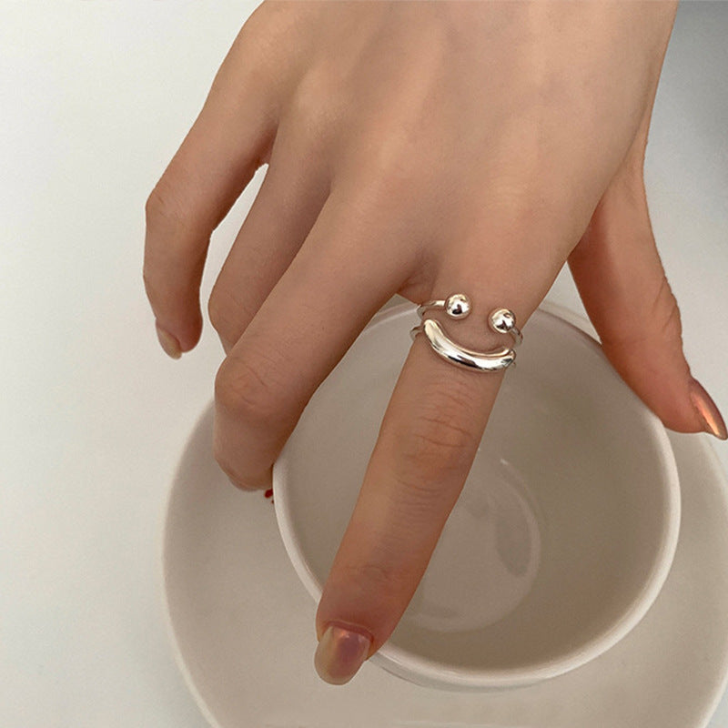 Silver smile Adjustable ring