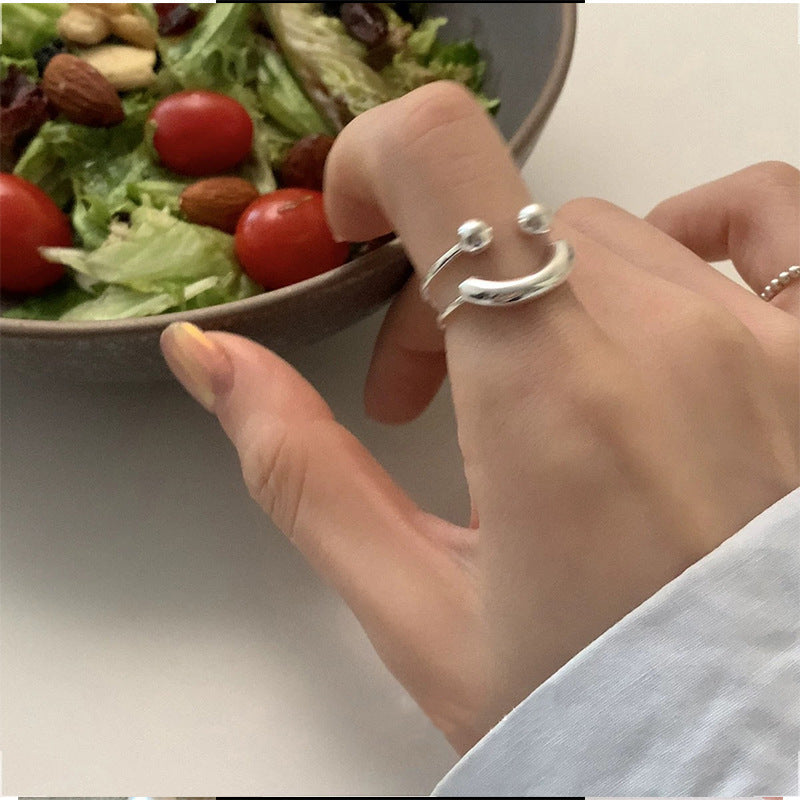 Silver smile Adjustable ring