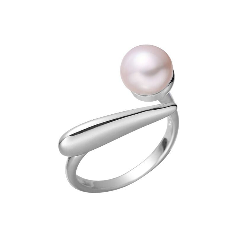 Sterling silver interlocking pearl ring