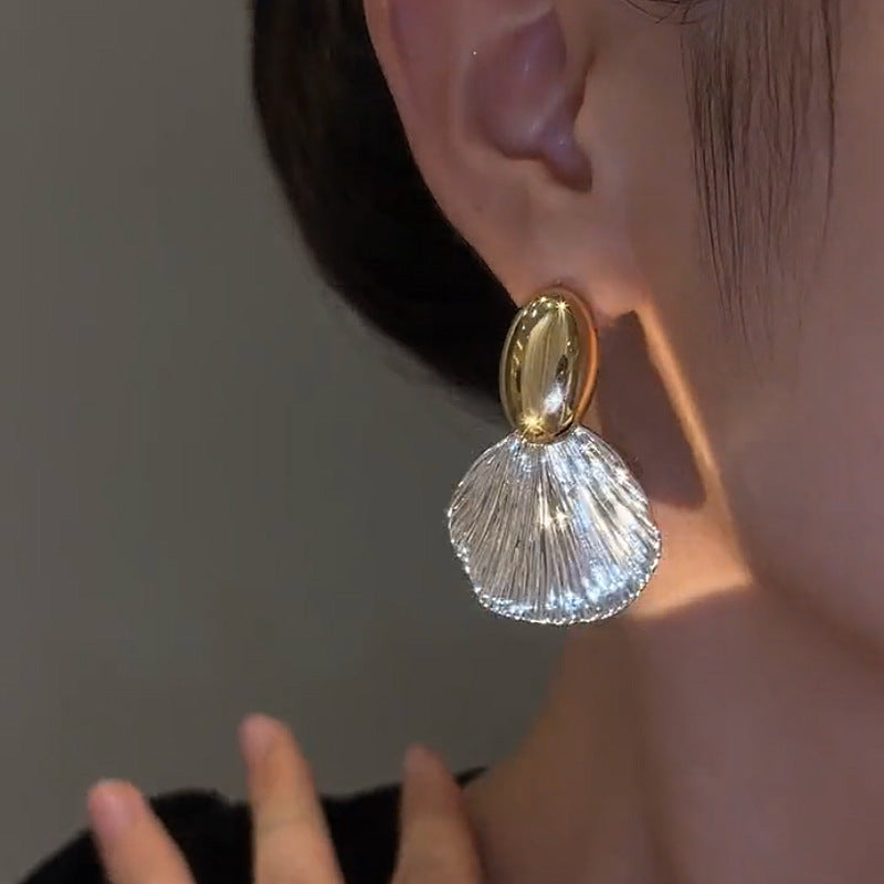Gold and silver shell earrings