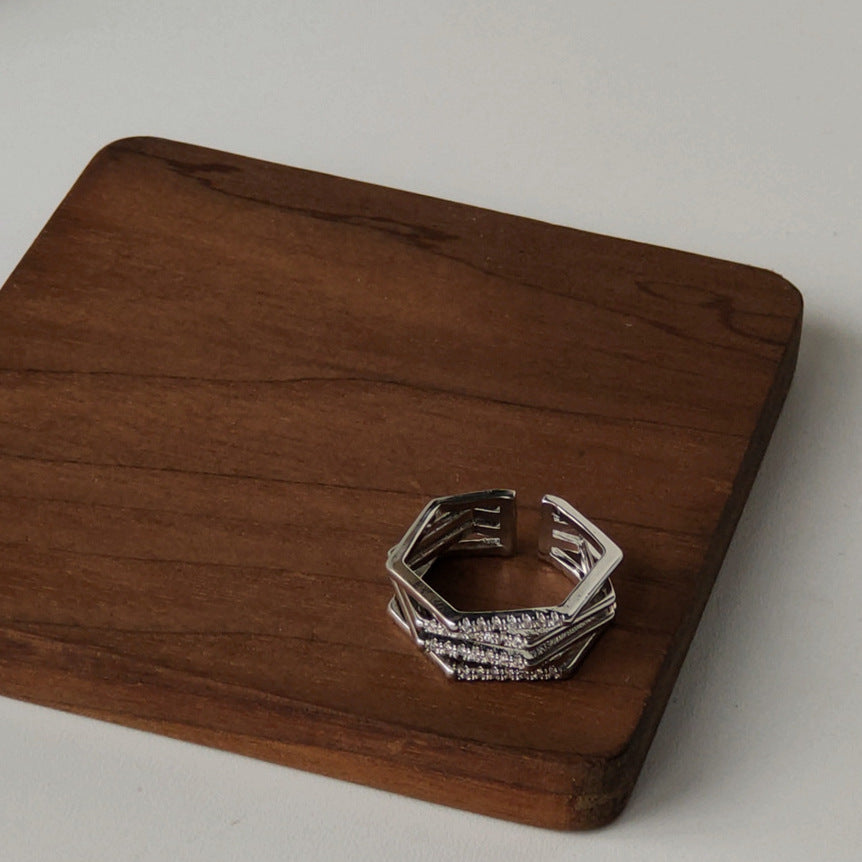 Zircon Hexagon Adjustable Ring