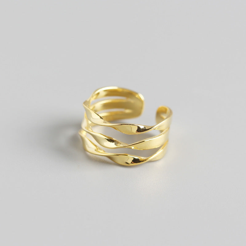 Sterling Silver Minimalist Triple Twist Line Ring