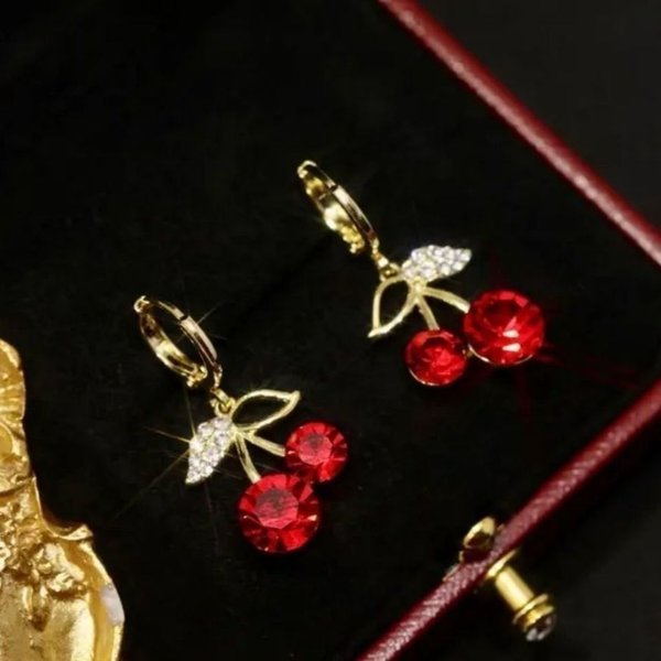 Crimson cherry earrings
