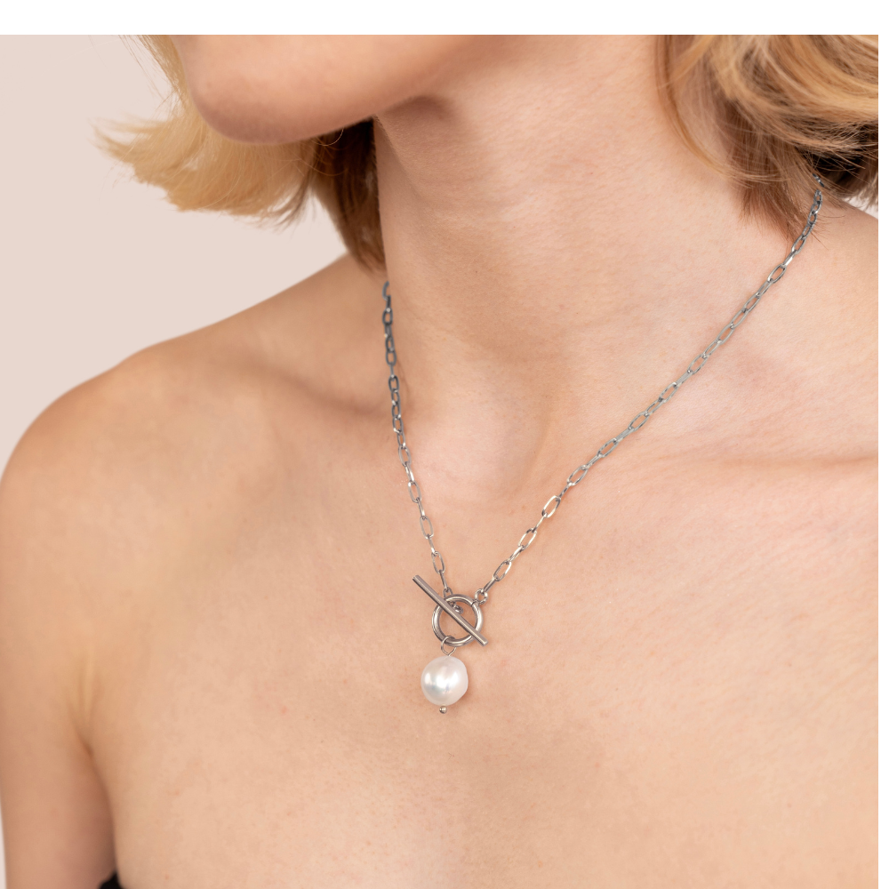 Eva - Freshwater Pearl Silver Necklace