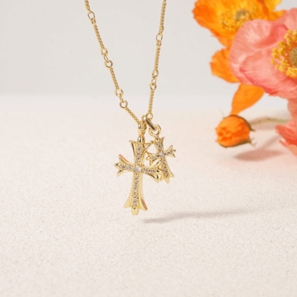 Double Cross Faith Necklace