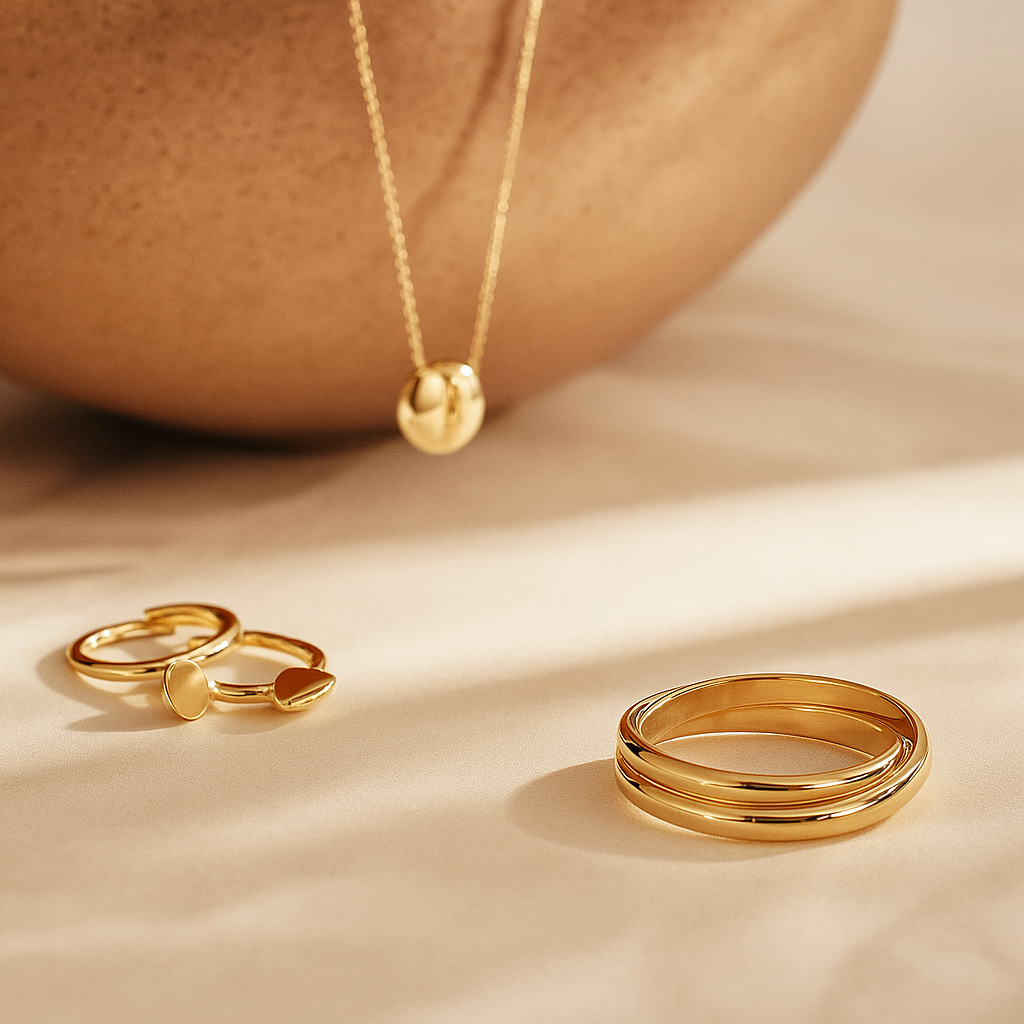 Léna – Sculptural Trielle Ring in 14k Gold