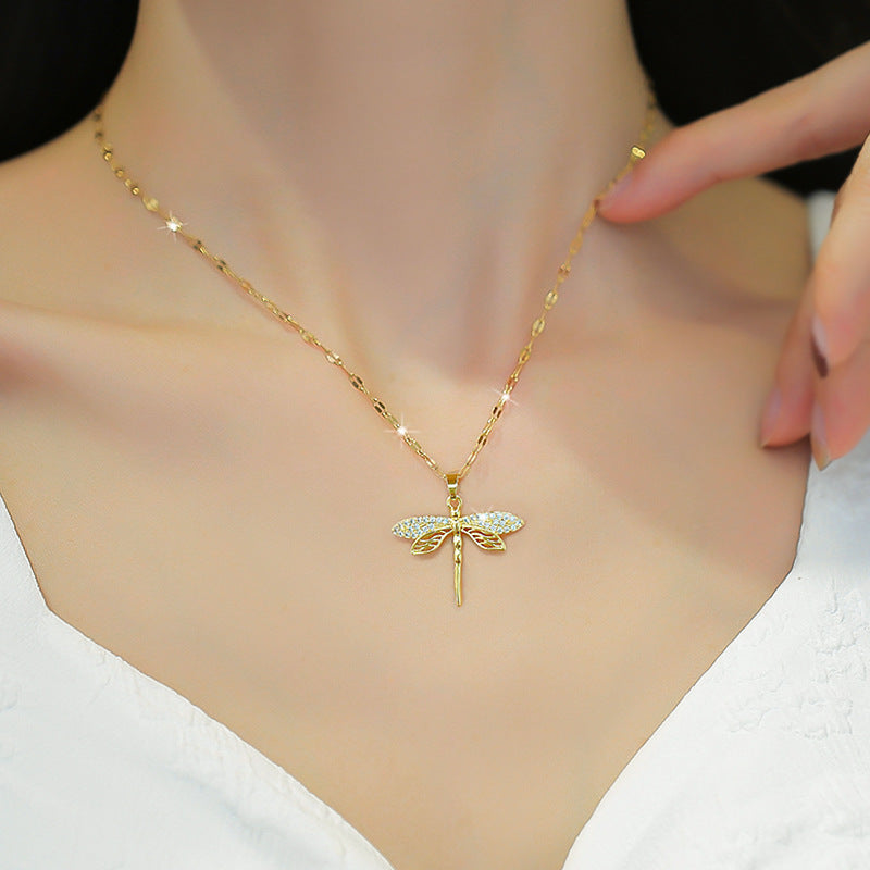 Ethereal Drift Artistic Dragonfly Necklace for Boho Souls