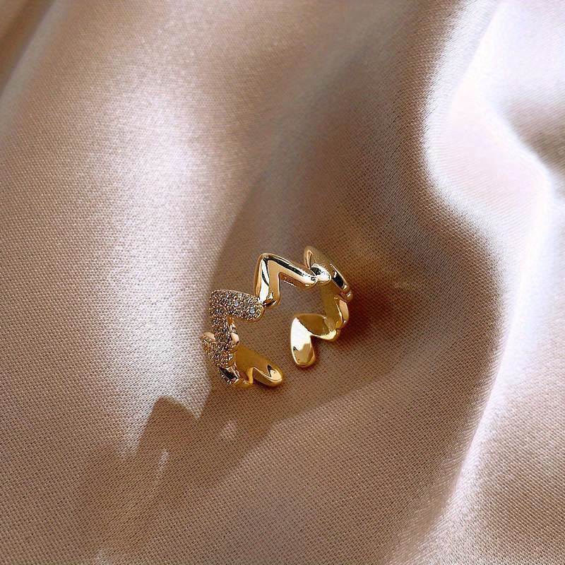 HeartGlow – Chic Adjustable Gold Fashion Ring