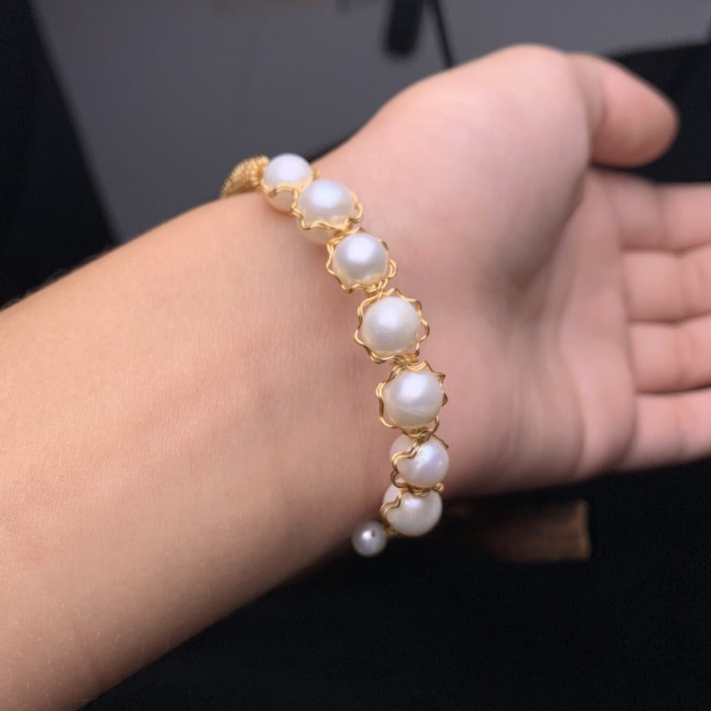 Pearl Whisper 14K Gold Vintage-Inspired Bracelet