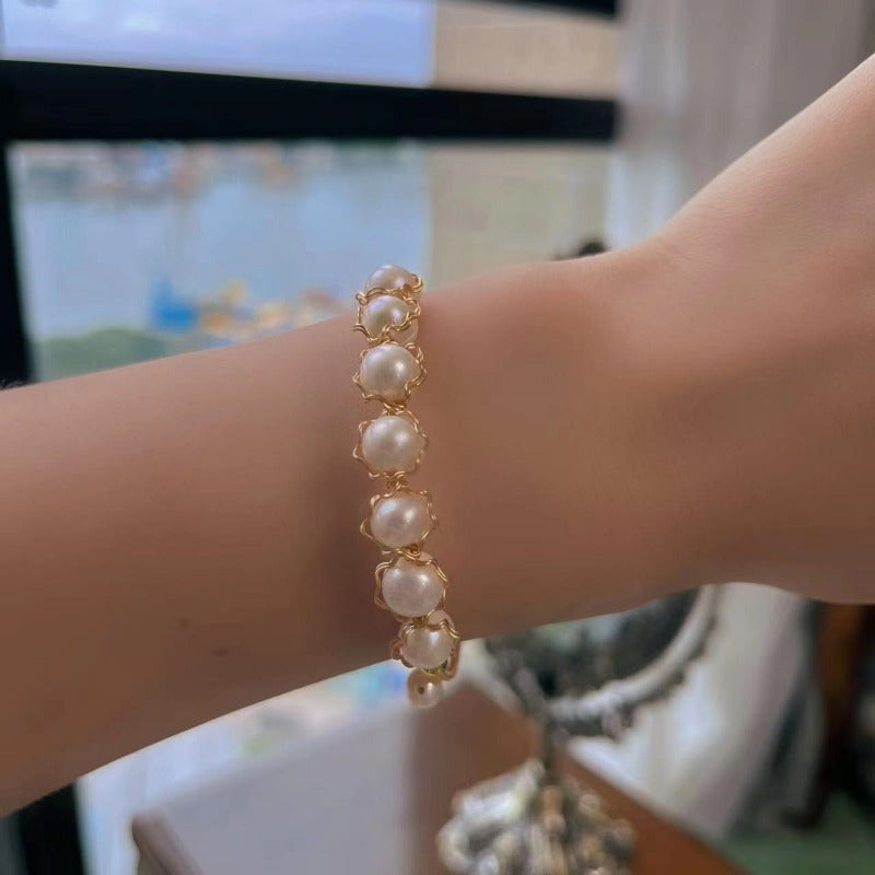 Pearl Whisper 14K Gold Vintage-Inspired Bracelet