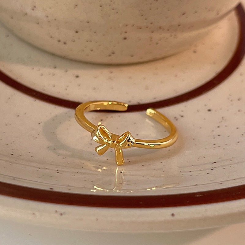 Ballet Charm Golden Bow Ring for Gifting & Glamour