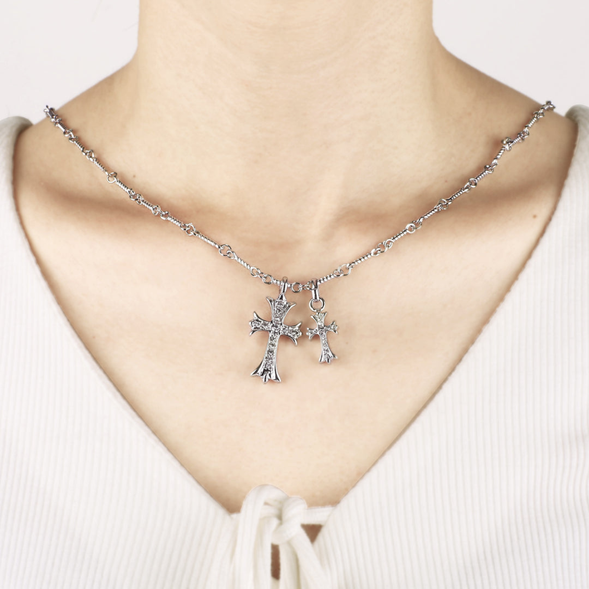 Double Cross Faith Necklace