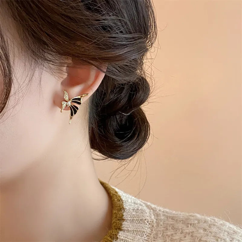 Chic Butterfly Wing Stud Earrings – Delicate Stone Detail