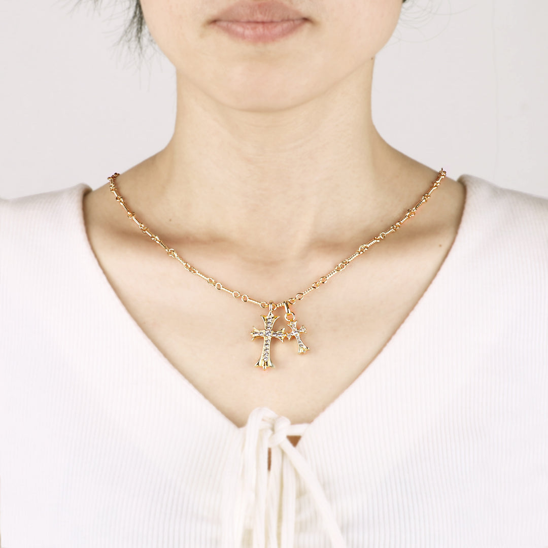 Double Cross Faith Necklace