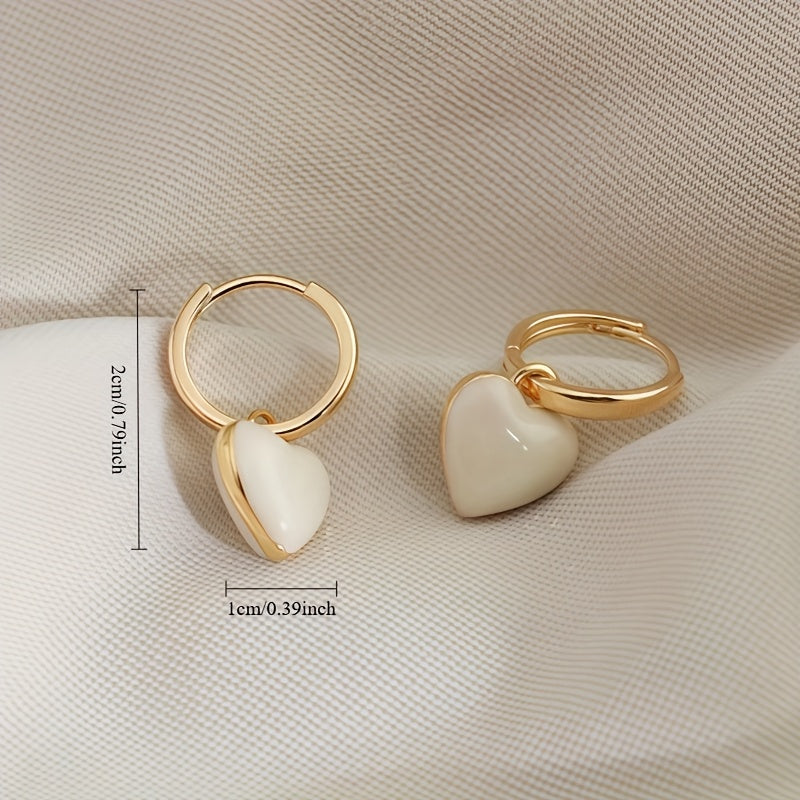 White Heart Dangle Earrings – Delicate Jewelry for Women