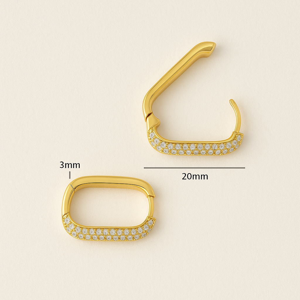 18k Gold Icon Pavé Hoop Earrings
