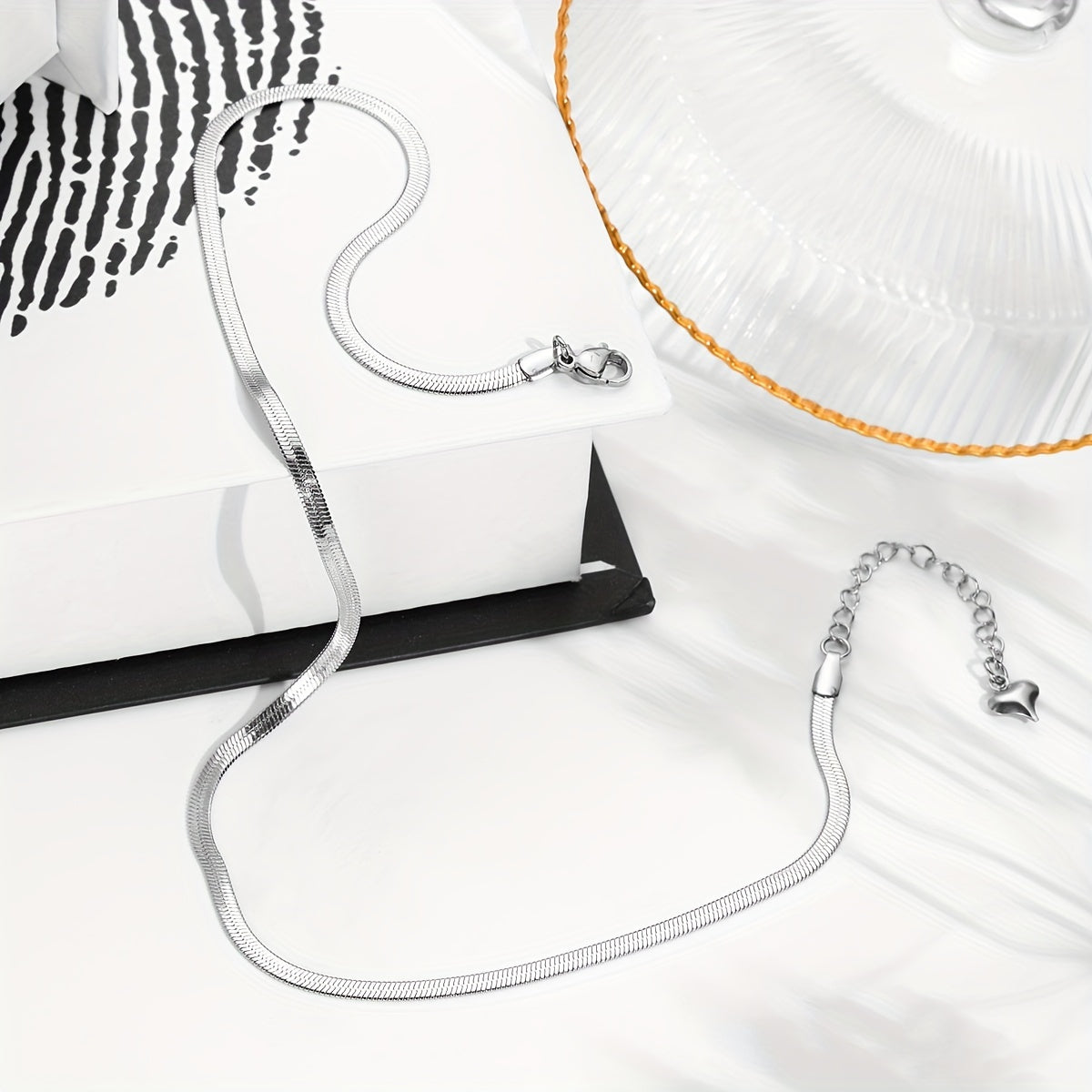Gold Plated Snake Bone Chain Necklace for Timeless Minimalist Elegance