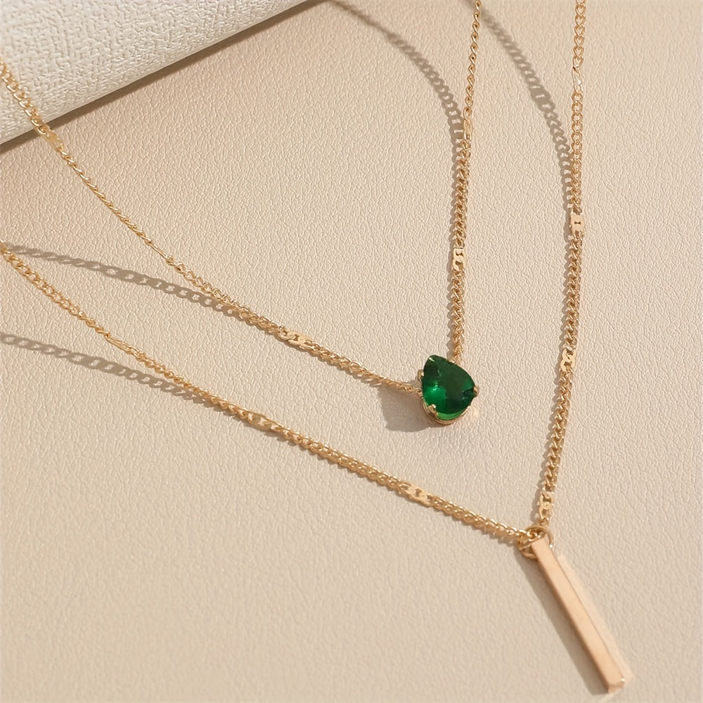 Double Layer Teardrop Pendant Necklace