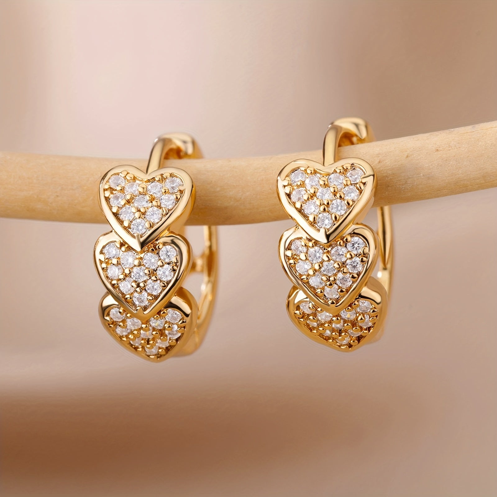 Luxury Heart-Shaped Zirconia Hoop Earrings