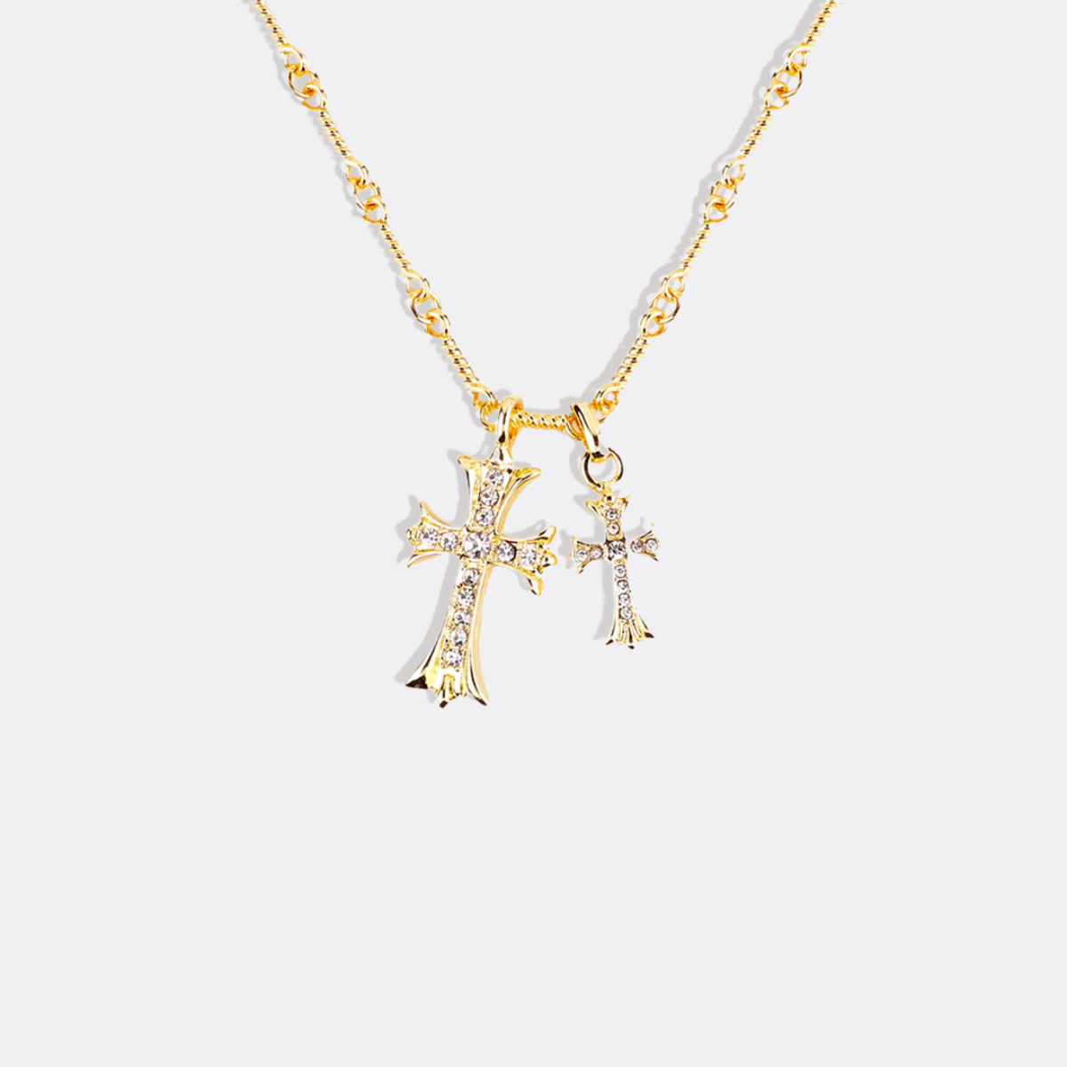 Double Cross Faith Necklace