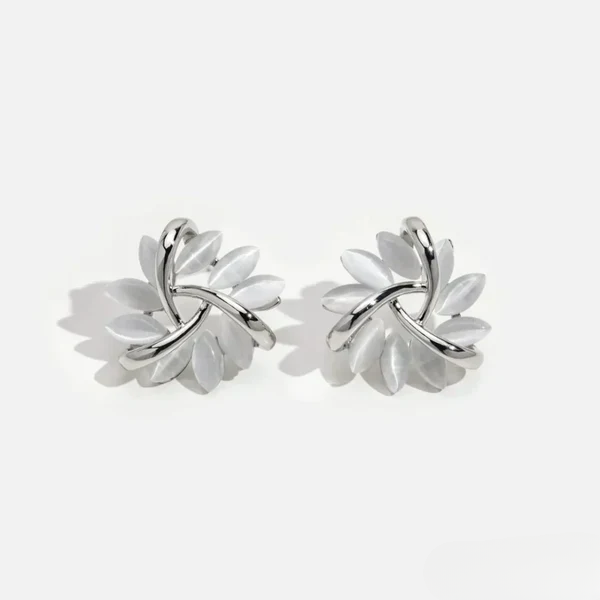 Celestial Bloom Opal Petal-Inspired Stud Earrings