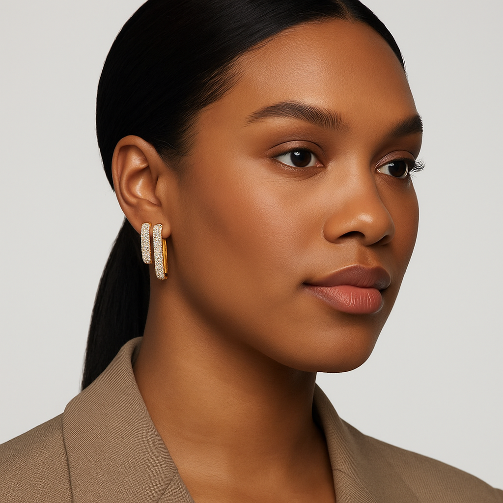 18k Gold Icon Pavé Hoop Earrings