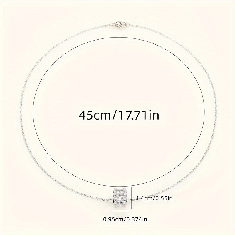 Geometric Circle Pendant Necklace with Sparkling Synthetic Zirconia