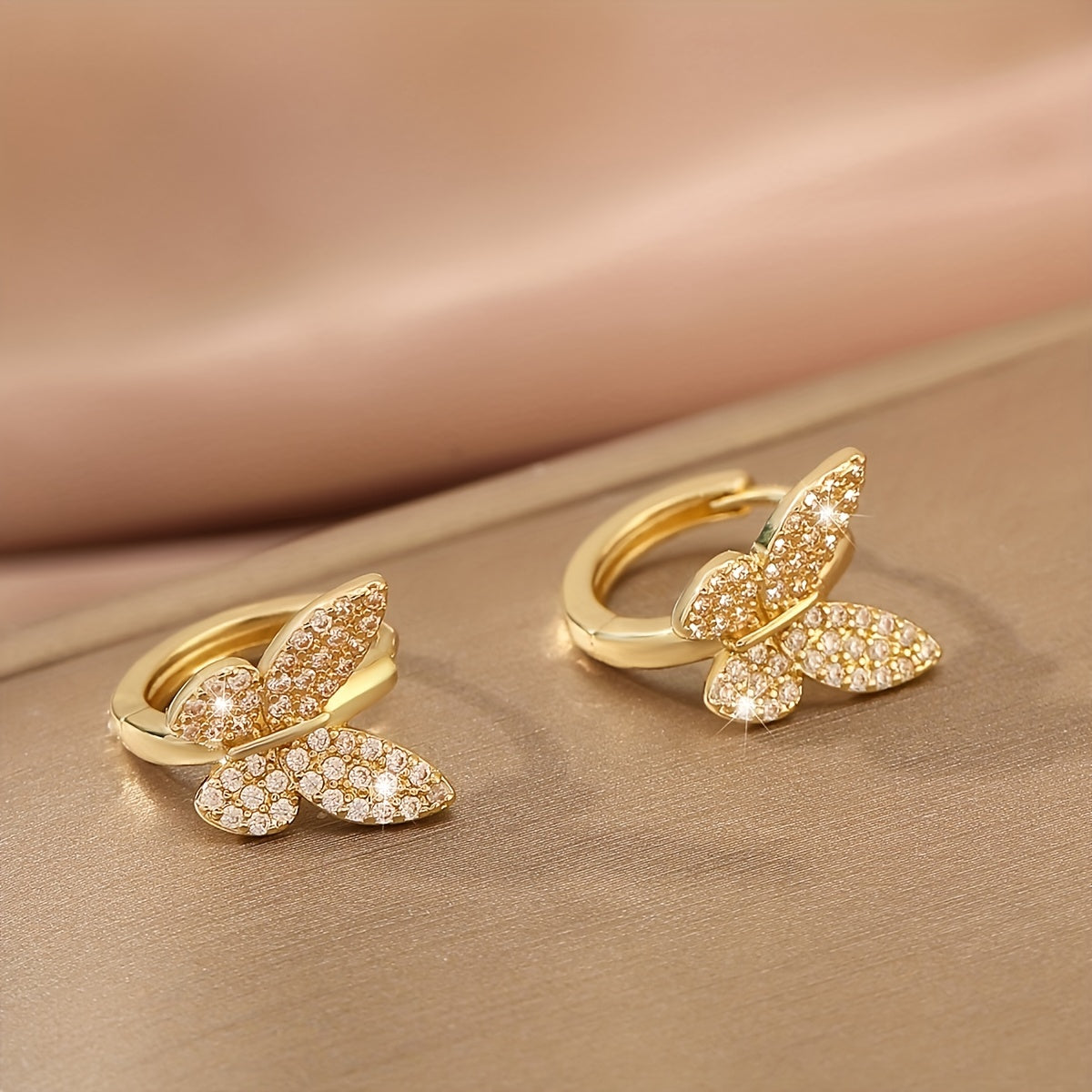 Wings of Elegance Cubic Zirconia Butterfly Hoops for Everyday Glamour