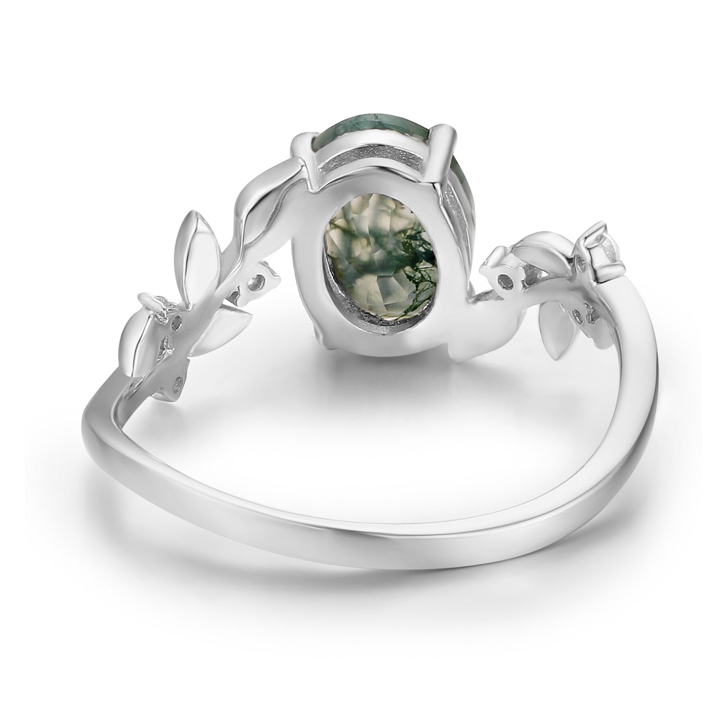 Natural moss agate ring - “Between the leaves” design