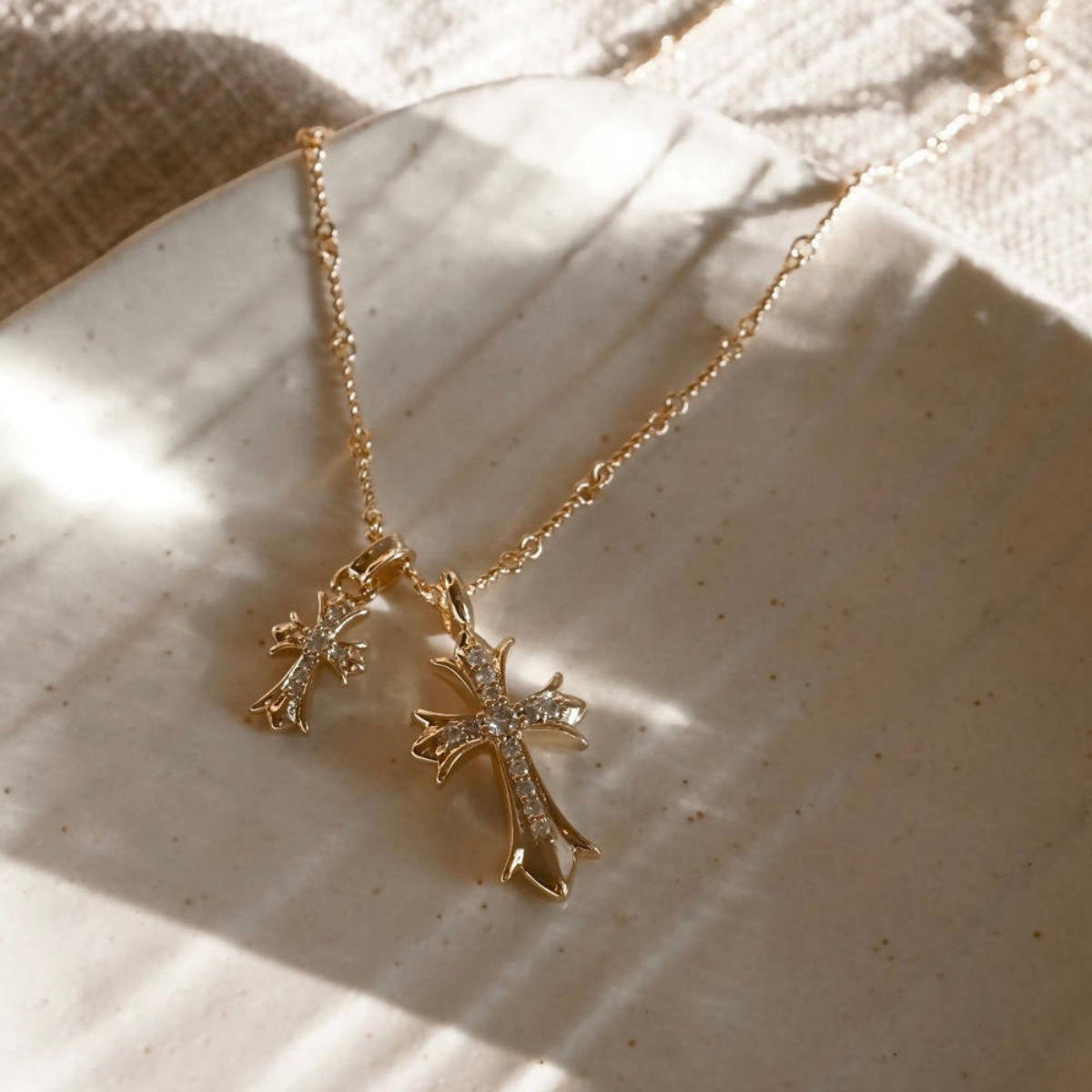 Double Cross Faith Necklace