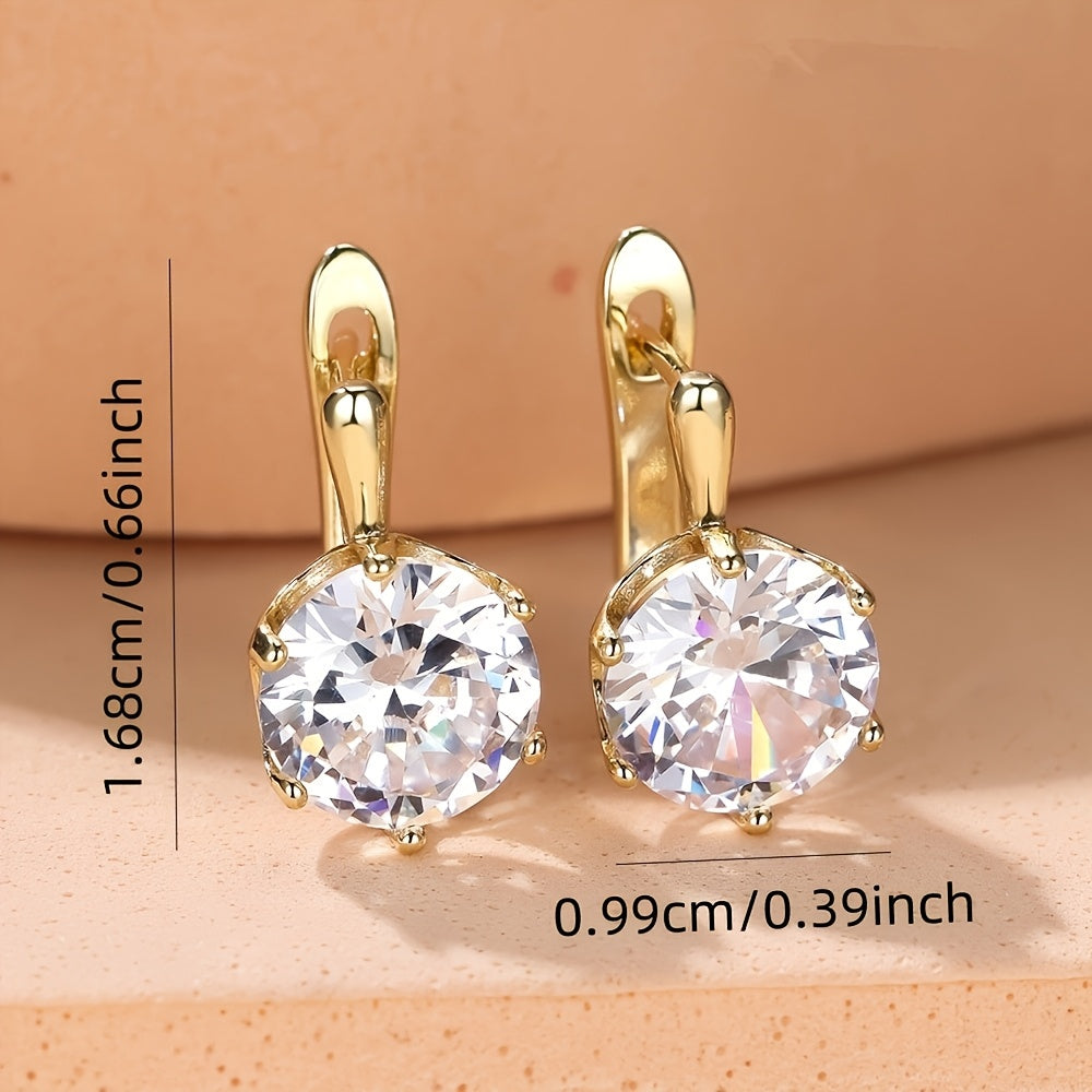 Luxury Gold Drop Earrings with Big Zirconia