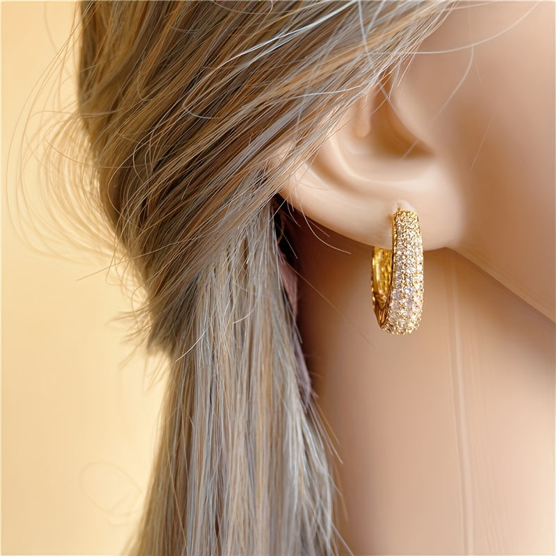 Elegant Creole Earrings with Pavé Zirconia Sparkle