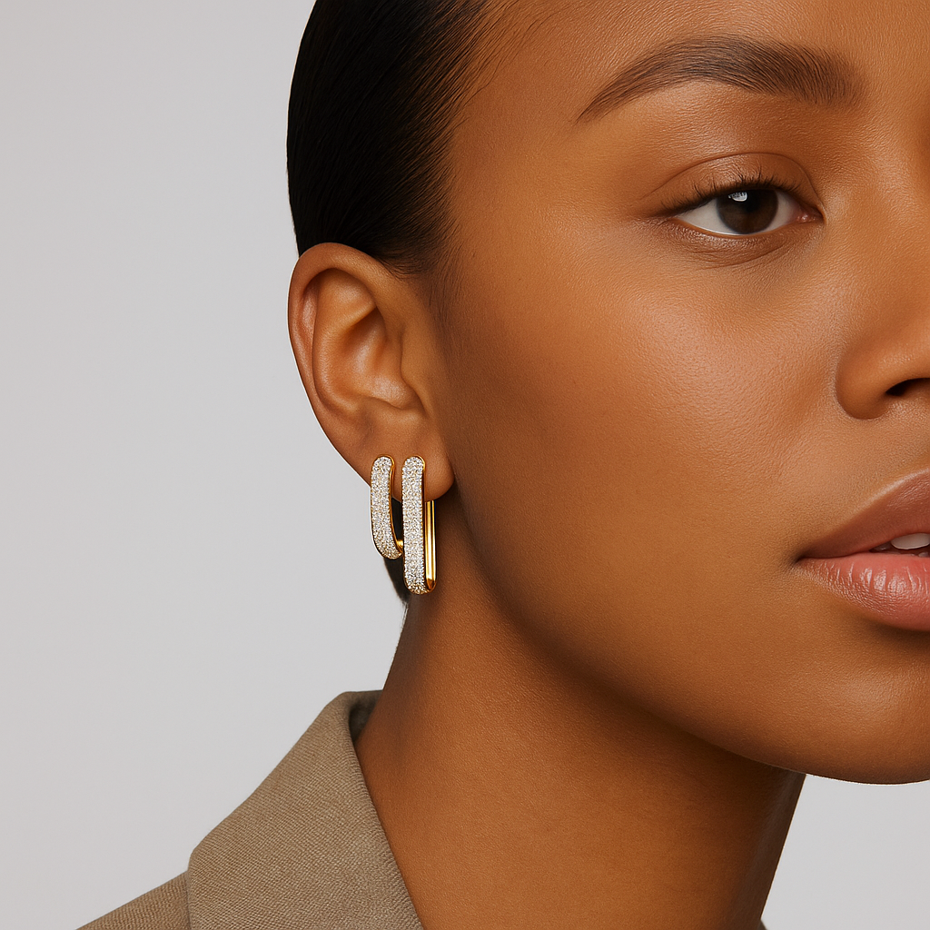 18k Gold Icon Pavé Hoop Earrings