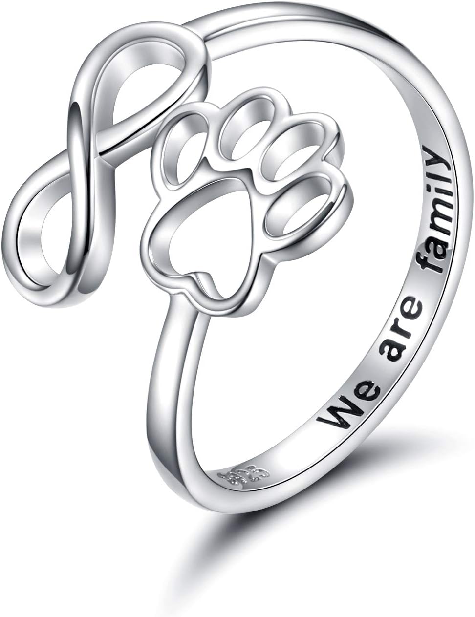 NIVI - Adjustable Paw-Heart Ring Made From Hand-Finished 925 Silver