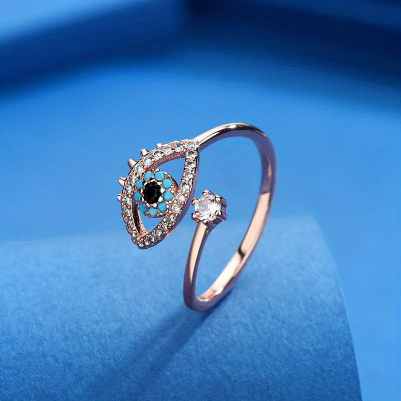 Celestial Eye Blue Gem Accent Ring for Luck & Style