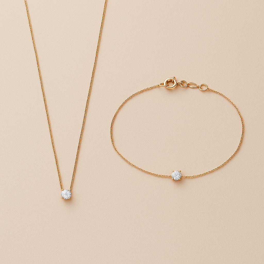Cléa Moissanite Duo | Timeless Sparkle in 14k Gold