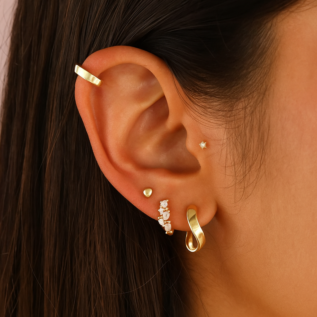 Golden Crystal Cluster Hoops | 18k Luxe Finish