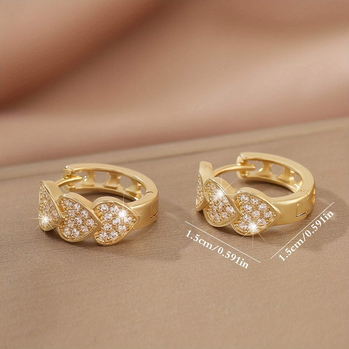 Luxury Heart-Shaped Zirconia Hoop Earrings