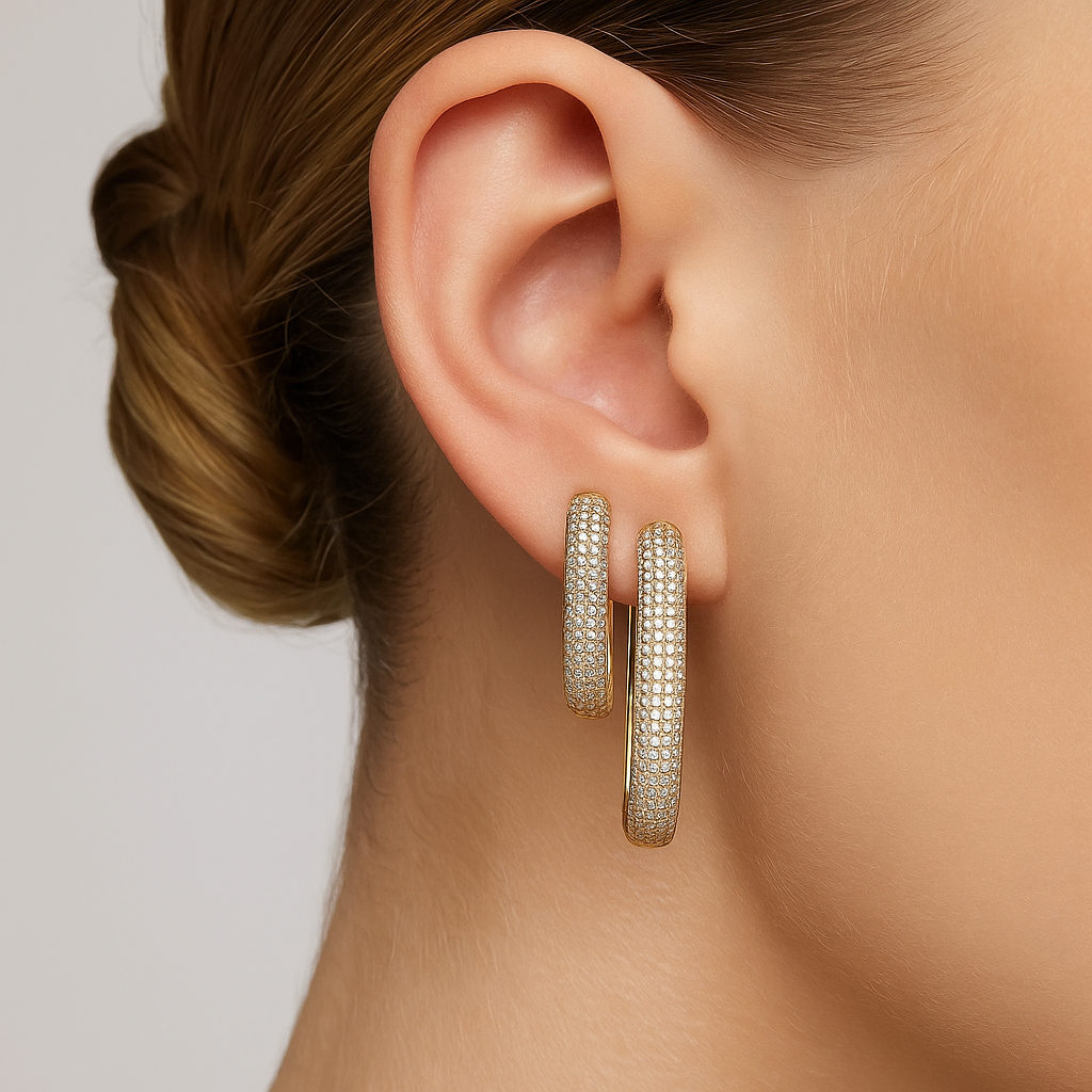 18k Gold Icon Pavé Hoop Earrings