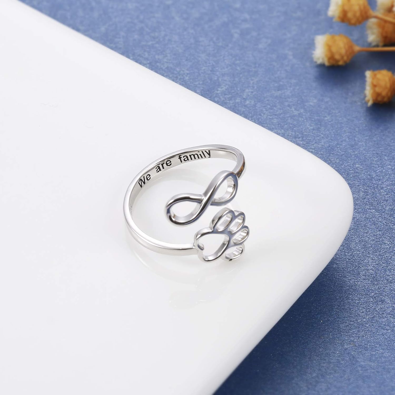 NIVI - Adjustable Paw-Heart Ring Made From Hand-Finished 925 Silver