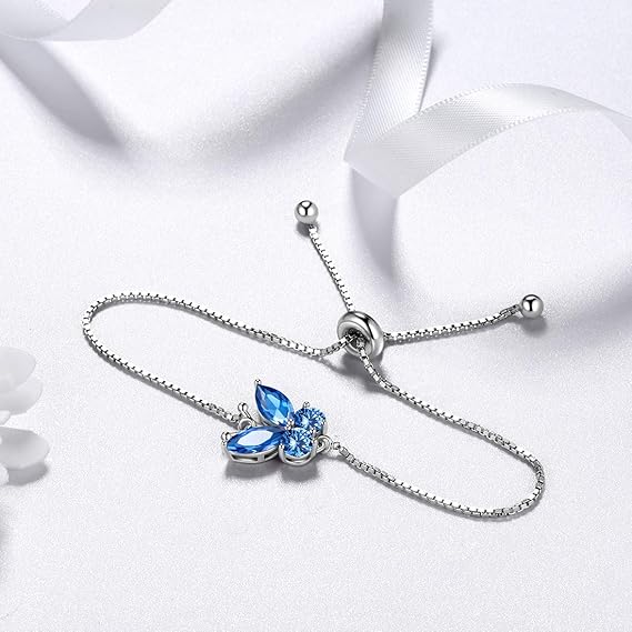 Sapphire butterfly bracelet | White gold