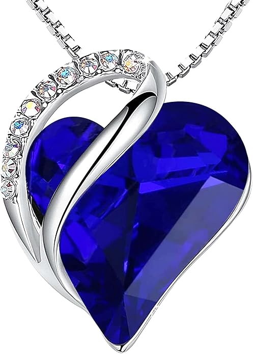 Infinity Heart Sapphire Necklace | White Gold