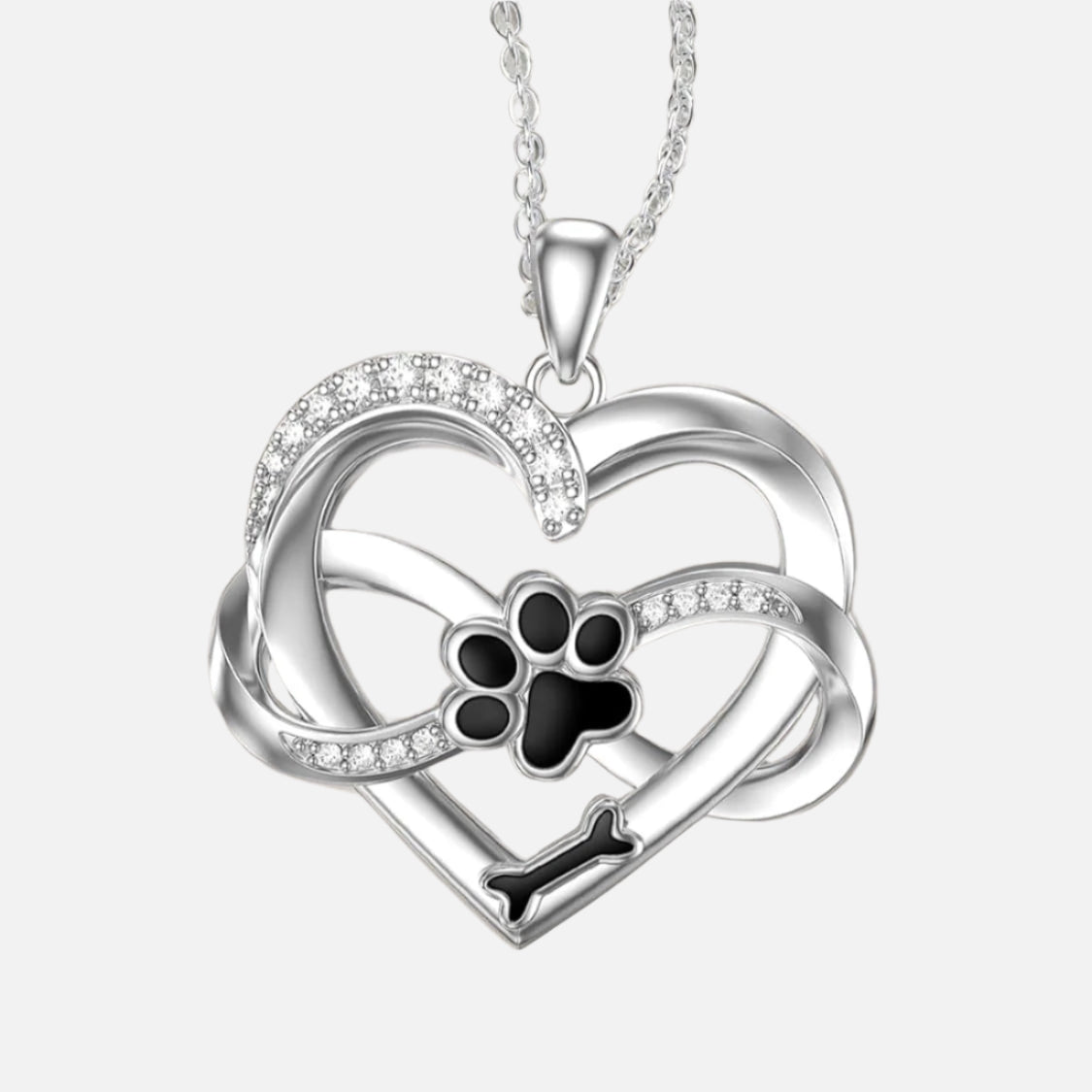 Infinity Heart & Paw Necklace in 925 Silver with Zirconia - Sulzer