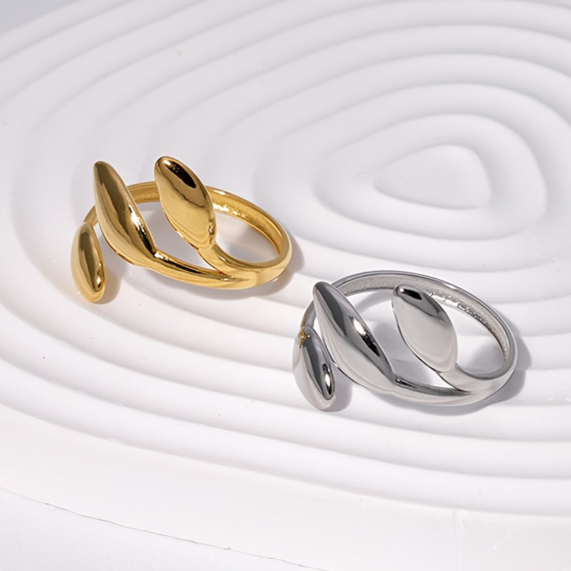 Whispering Willow Elegant Leaf Design Statement Ring