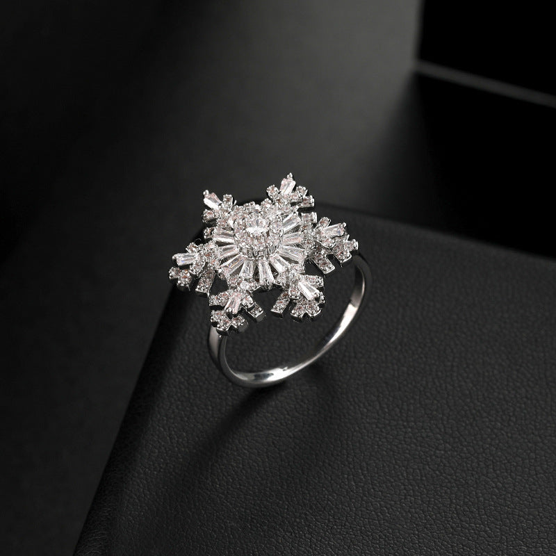 Radiant snowflake rotating ring
