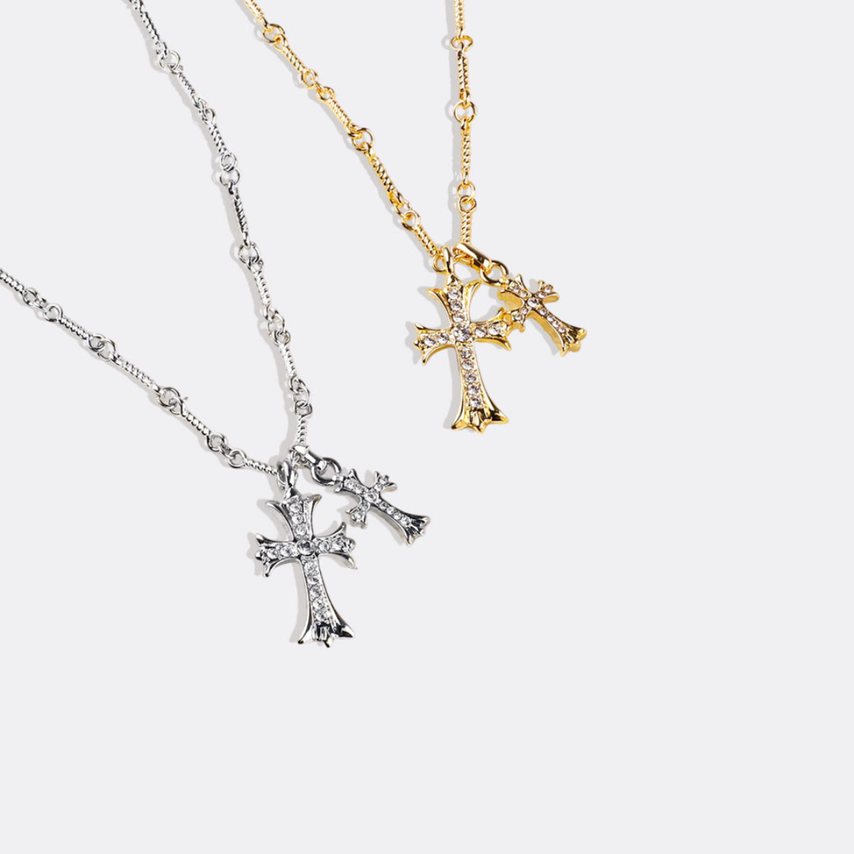 Double Cross Faith Necklace