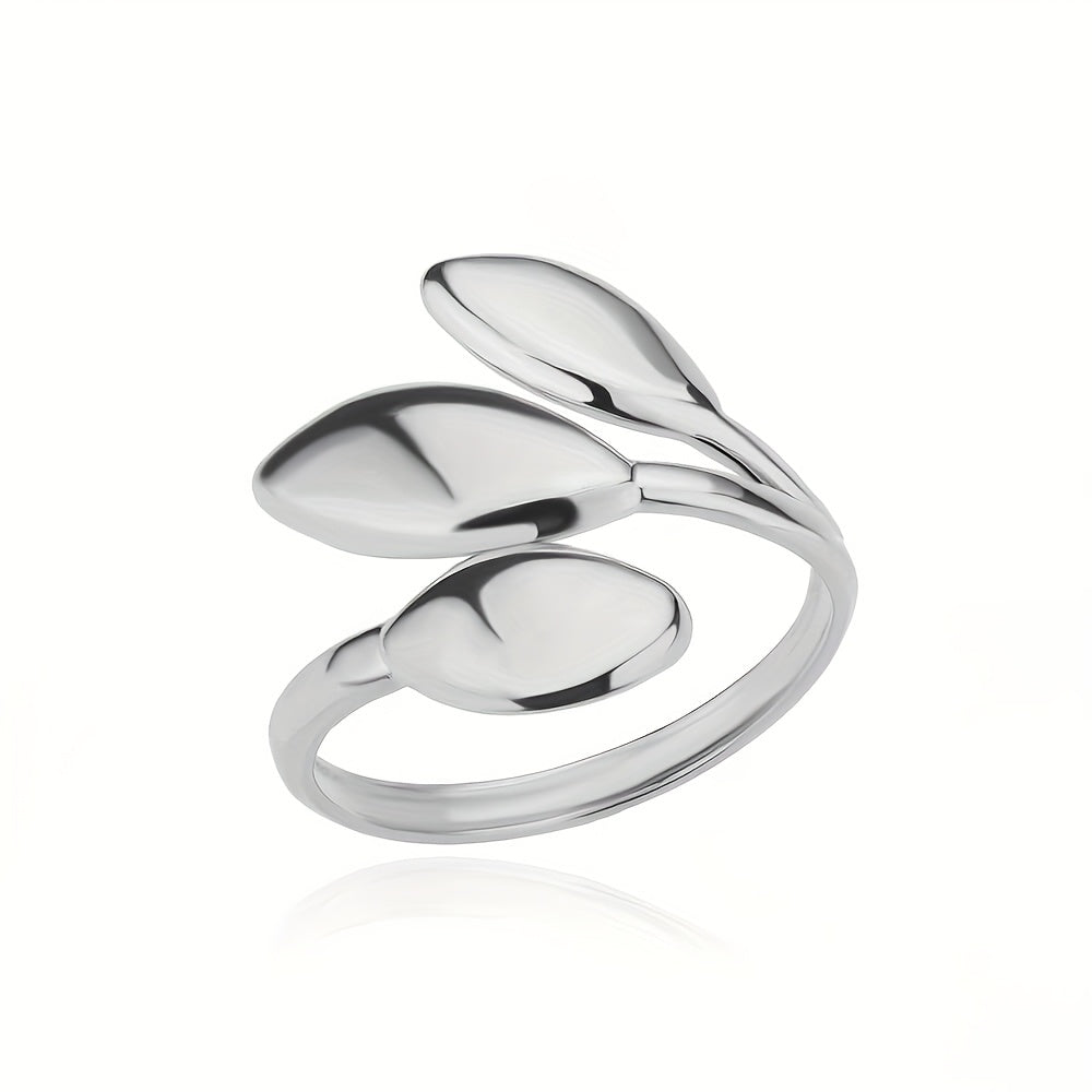 Whispering Willow Elegant Leaf Design Statement Ring