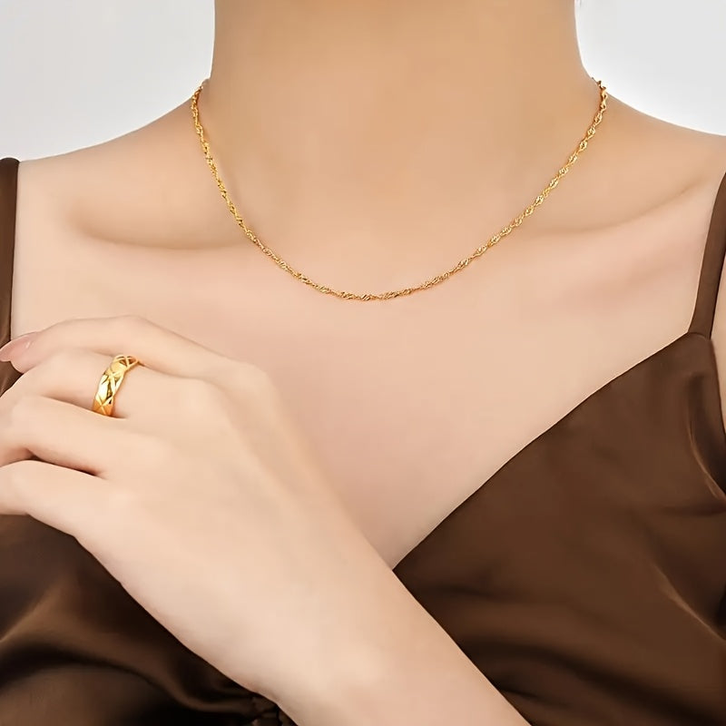 Gilded Ripple Italian S925 Gold Layering Necklace